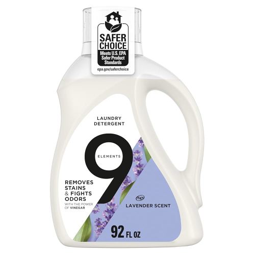 9 Elements Natural Laundry Detergent Liquid Soap, Lavender Scent, Vinegar Powered, 92 Fl Oz, 1 Count, Liquid Laundry Detergent, Laundry Soap
