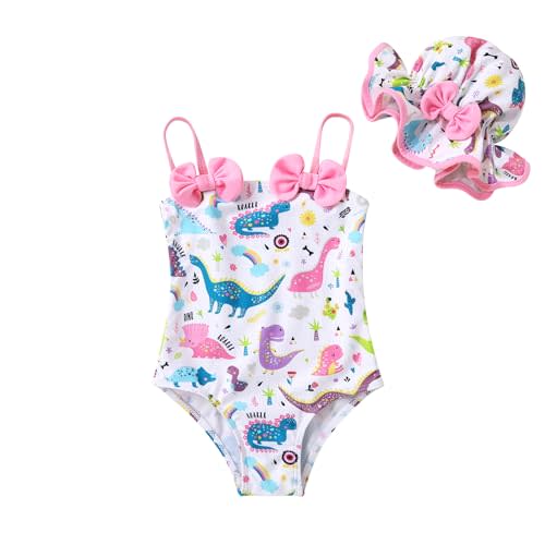 YOUNGER TREE Toddler Baby Girl Swimsuit Infant One Piece Bathing Suits with Hat Newborn Summer Beach Swimwear