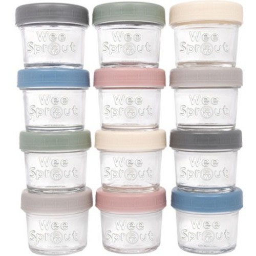 WeeSprout Glass Baby Food Storage Jars w/ Lids - 4oz, 12 Pack Set