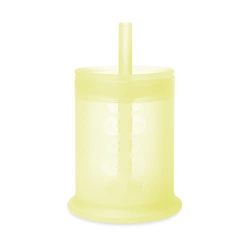 Olababy Silicone Training Cup with Straw Lid | Babies Water Drinking Cup | 6+ Mo Infant To 12-18 Months Toddler | Sippy Cup For Kids & Smoothie Cup | Baby Led Weaning (Lemon, 5 oz)