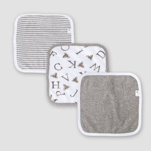 Burt's Bees Baby® Set Of 3 A-bee-c Washcloths - Gray