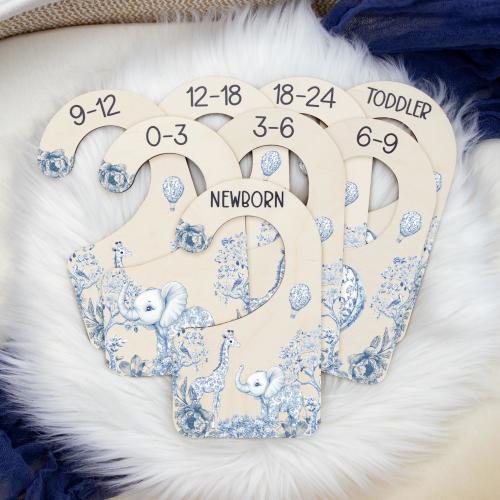 Blue Toile Safari Clothing Dividers, Safari Animal Baby Clothing Divider, Wood Wardrobe Divider, Nursery Closet Divider, Safari Nursery S74