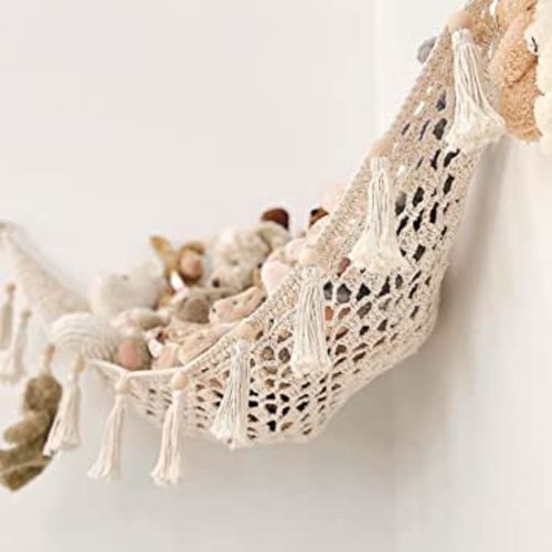 Sasa Hammock for Stuffed Animals - Macrame Toy Hammock - Corner Net For Stuffed Animals for Wall - Plush Doll Display and Toy Organizer - Boho Nursery Decor and Playroom Storage (Medium)