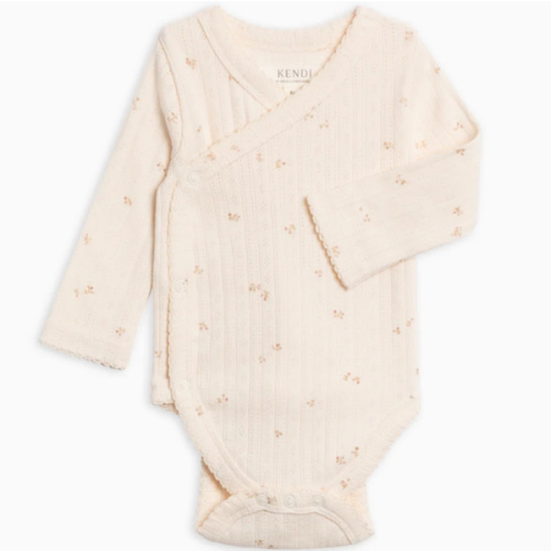 Hilda Brushed Back Pointelle Kimono Bodysuit in Loren Floral