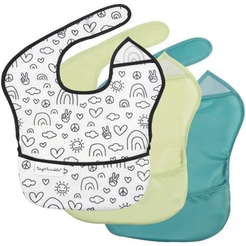 Tiny Twinkle Mess-Proof Baby Bib - Waterproof Bib for Baby Boy or Girl - PFAS, PVC, BPA, Phthalate Free - Baby Food Bibs