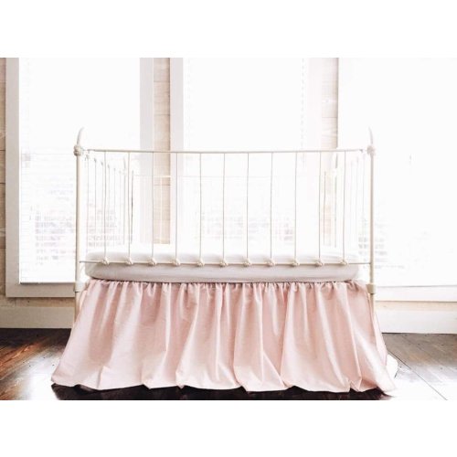 Baby Pink Farmhouse Cotton Crib Skirt | High Cotton