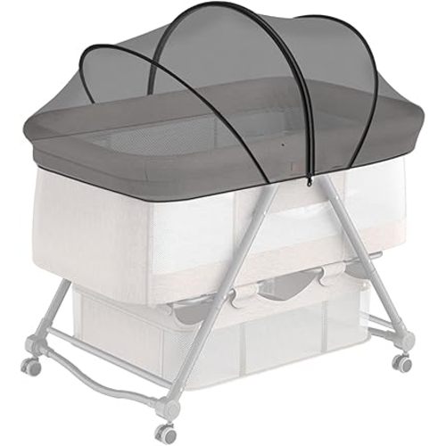 Bassinet Cover with Two-Way Zipper,Portable Bassinet Mosquito Net Cover,Bassinet Cover for Cats to Keep Pets Out(Black)