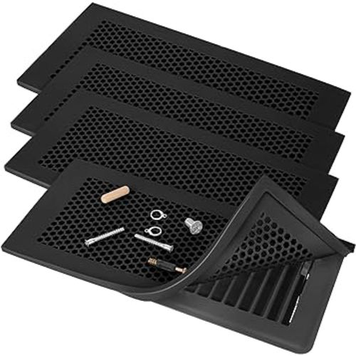 VIHOSE 4 Pcs Baby Proofing Vent Covers for 4 x 10 Inch Floor Registers Silicone Air Vent Covers Protective Child Proof Vent Covers for Home Floor Wall Ceiling Air Vent Deflector Cover (Black)