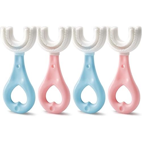 4 in 1 U-Shaped Toothbrushes Set - Baby Training Toothbrush - Infant to Toddler Oral Care Toothbrush for Baby - Food Grade Silicone - Perfect for Age 1-6 - Baby Essentials Gift(4-Pack)