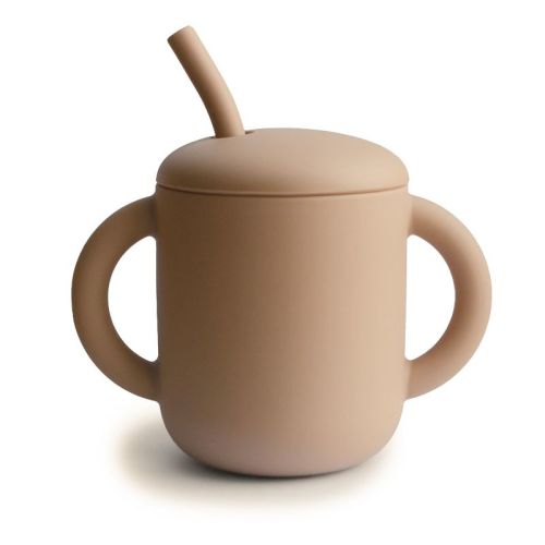 Silicone Training Cup + Straw Ivory One Size