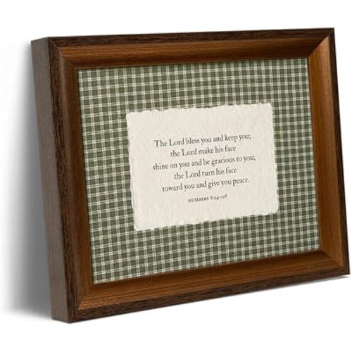 Framed Numbers 6:24-26 Scripture Wall Art Vintage Green Gingham Home Decor