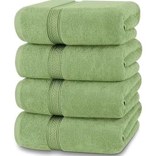 Utopia Towels 4 Pack Premium Bath Towels Set, 27 by 54 Inches, 100% Ring Spun Cotton 600GSM, Lightweight and Highly Absorbent Quick Drying Towels, Perfect for Daily Use, Sage Green