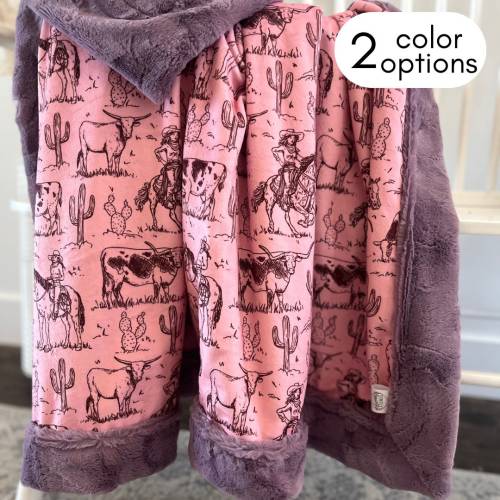 Western Girl Blanket Cowgirl Baby Name Blanket Western Theme Room Girl Horse Cow Rodeo Decor Western Nursery Baby Bedding Vintage Western
