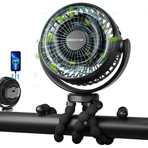 Stroller Fan, Used As Power Bank, 42Hrs 8000mAh Rechargeable Battery Operated Fan, Small Clip On Fans For Baby Stroller, Car Seat, Bed, Golf Cart, Beach, Peloton Bike, Portable Fan for Travel, Camping
