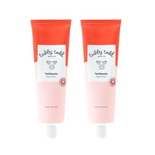 TUBBY TODD Fluoride Free Kids Toothpaste - Made with Xylitol - Safe Toothpaste for Baby, Toddler, Infant & Children - 4oz, 2 Pack - Watermelon Flavor