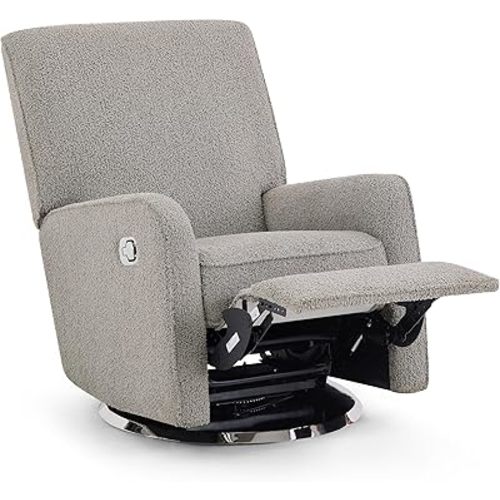 Delta Children Nest Nursery Swivel Recliner Fabric is GREENGUARD Gold Certified and Oeko-TEX Standard 100-Upholstered in a Unique Chenille Yarn for Blanket Like Softness, Java