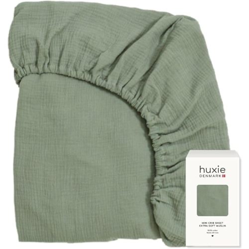 Mini Crib Sheets – Organic Cotton Muslin Fitted Crib Sheet – Fitted for Pack and Play 24" x 38" Ultra-Soft and Breathable (Roman Green)