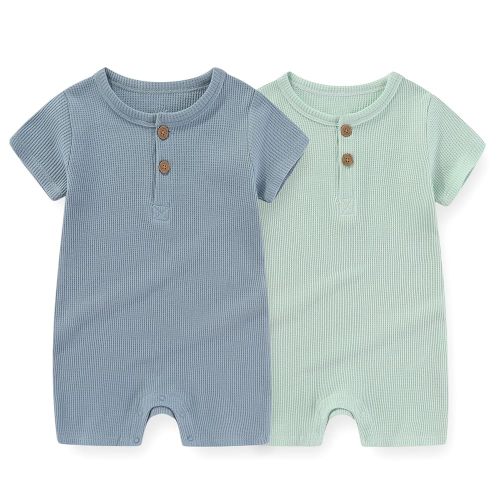 Unisex Short Sleeve Baby Romper 2 Pack Cotton Solid infant Boy Girl Jumpsuits Soft New Born Clothes