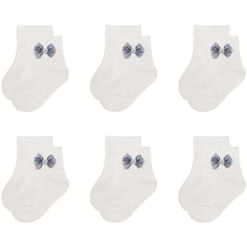6 Pairs Baby Girls Socks - Newborn Ruffle Lace Princess Frilly Knit Cotton Socks