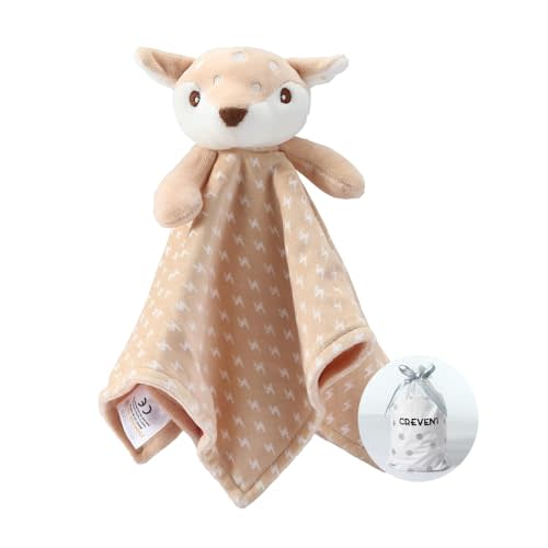CREVENT Cozy Plush Baby Security Blanket, Loveys for Baby Girls and Boys, Birthday (Brown Deer)