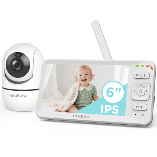 HelloBaby Baby Monitor with Camera and Audio, No WiFi Baby Monitor with 6'' IPS Screen, 30 Hrs Battery Life, Remote Pan/Tilt/Zoom Camera, 150 Languages Support, Ideal for Baby/Elderly/Pet Monitoring