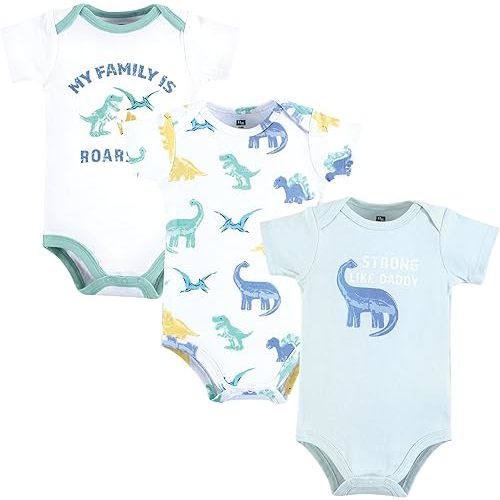 Hudson Baby Cotton Bodysuits, Family Dino, 6-9 Months