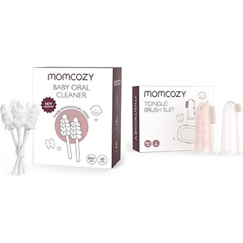 Momcozy Baby Tongue Cleaner Gauze Silicone Finger Toothbrush for Baby