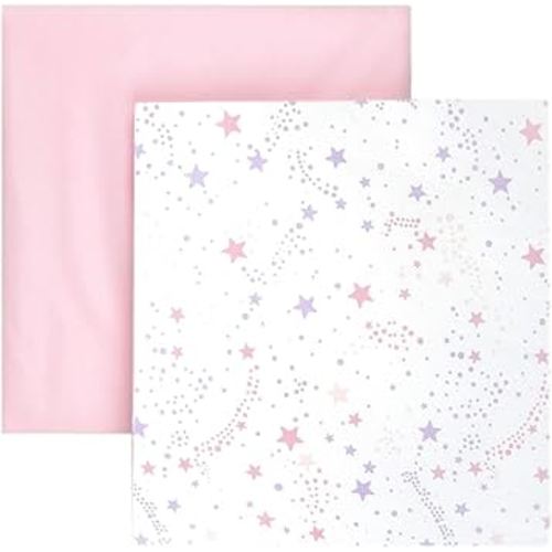 Tadpoles 2-Piece Stardust Crib Sheets | Collection of 2 Fitted Crib Sheets | Made of 100% Brushed Microfiber Polyester | Soft, Smooth, Breathable & Durable | Ideal for Babies | Pink & Purple