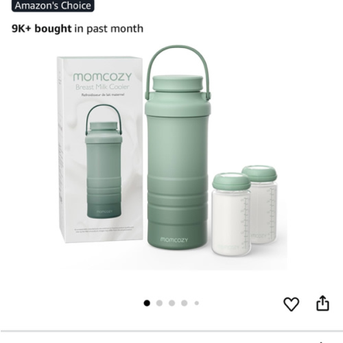 Momcozy 22oz Portable Breast Milk Cooler for Outdoor, Life Saver with 360° Total Cooling for 24 Hours, Larger Capacity Travel Breastmilk Chiller with 2pcs Baby Bottles for Breastmilk Storage, Green