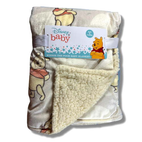 BLANKET PLUSH - DISNEY BOYS 243 - WINNIE POOH YELLOW HAND- BABY TODDLER CRIB BED