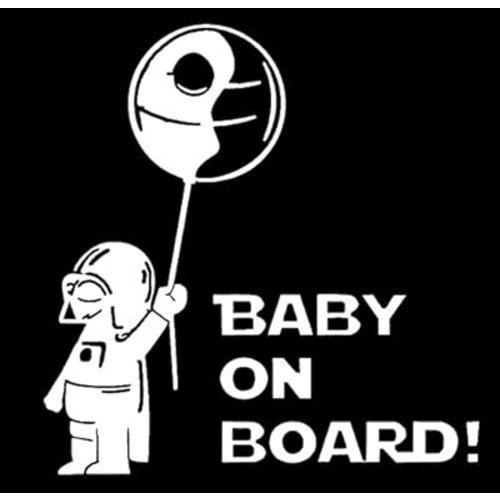 LLI Baby On Board Darth Vader Death Star Balloon Funny | Decal Vinyl Sticker | Cars Trucks Vans Walls Laptop | White | 5.5 x 5.4 in | LLI1454