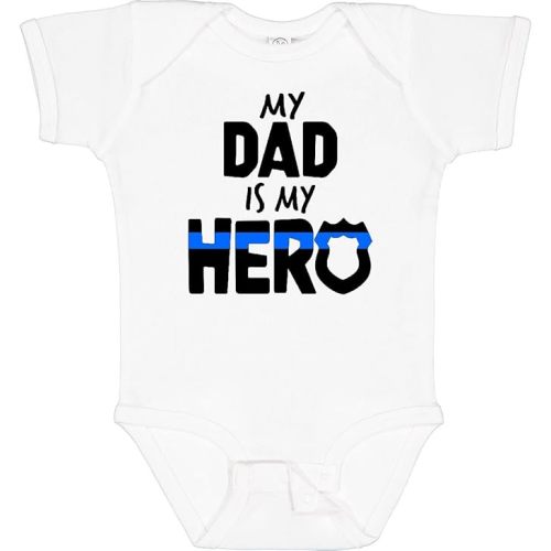inktastic My Dad Is My Hero Police Officer Family Baby Bodysuit
