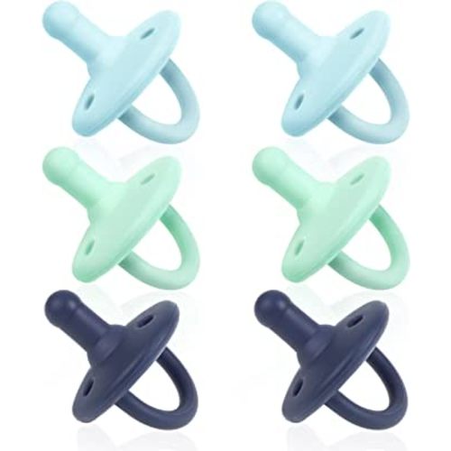 Sweet Child Pacifiers 0-18 Months, Set of 6 Ultra-Light Silicone Binkies with Collapsible Handle & 3 Air Holes for Added Safety, Best Newborn Pacifiers for Baby Boys Or Girls