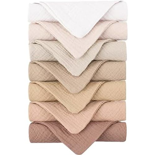 Konssy 7 Pack Face Cloths, Soft Wash Cloth for Washing Face, Cotton Face Cloth for Sensitive Skin Women Facial Makeup Remover Reusable Absorbent Washcloths (11 x 11 Inch)