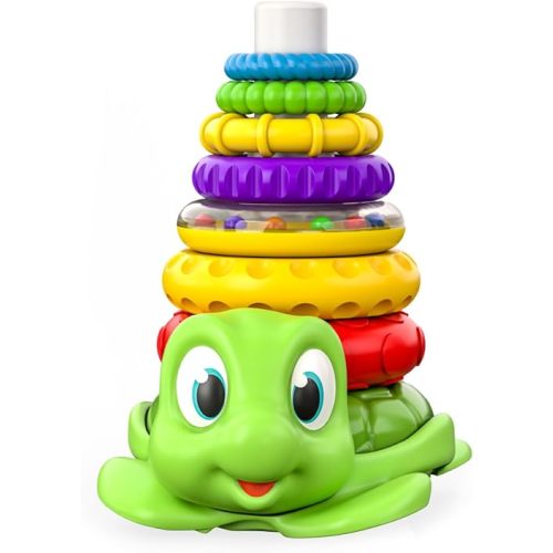 Move2Play, Stacking Toy | Includes 7 Unique Rings | Montessori Development | Baby Gift for 1 Year Old Boys & Girls | Ages 0-6+, 9, 10, 12, 18+ Months | Turtle Stacker