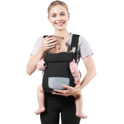 Shiaon Baby Carrier Newborn to Toddler(7-30lbs), Toddler Carrier with Adjustable Shoulder Strap, Baby Holder Carrier with Breathable Mesh Fabric, Black