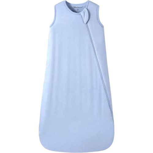 Mosebears Unisex Baby Sleep Sack 1.0 TOG, Supersoft Rayon Made from Bamboo Wearable Blanket with 2-Way Zipper (Fog Blue,18-36 Months)