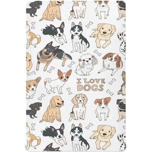 Dogs Pattern Crib Sheets for Boys Girls Pack N Play Sheet Soft Breathable Mini Crib Sheets 39" x 27"