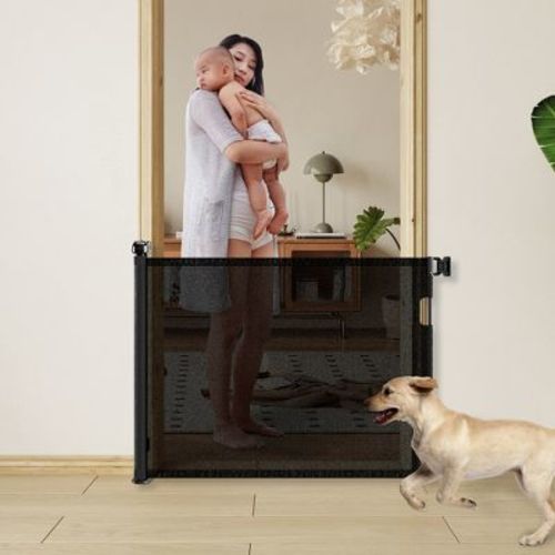 Retractable Baby Gate, Mesh Dog Gate For Doorways, Extends Up To 55" Wide, 33" Tall Child Safety Gate For Doorways, Stairs, Hallways