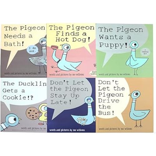 Mo Willems Pigeon Books Set Paperback, Don't Let The Pigeon Series 6 Books Collection Gift for Kindergarten Children Boy Girl