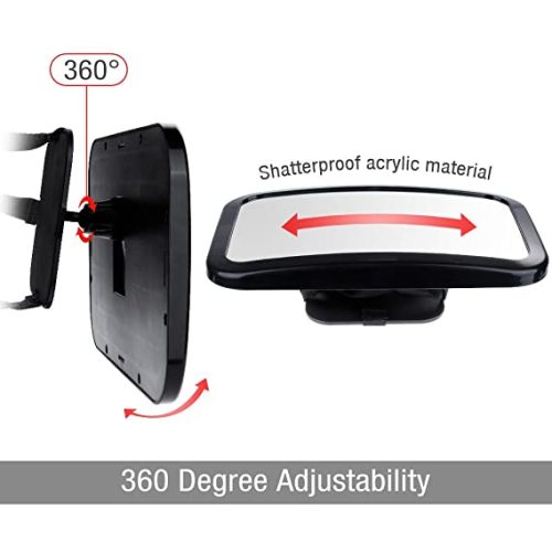 Zacro Baby Car Mirror, Shatter-Proof Acrylic Baby Mirror for Car, Rearview Baby Mirror-Easily to Observe The Baby's Every Move, Safety and 360 Degree Adjustability - Black