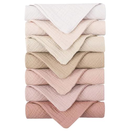 Konssy 7-Pack Soft Cotton Face Wash Cloths, Reusable Absorbent Washcloths for Sensitive Skin, Facial Makeup Remover Towels for Women (11 x 11 Inch)