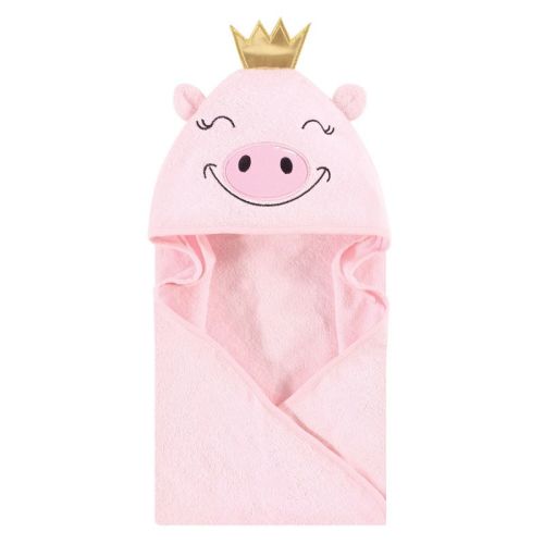 Hudson Baby Infant Girl Cotton Animal Face Hooded Towel, Pig, One Size