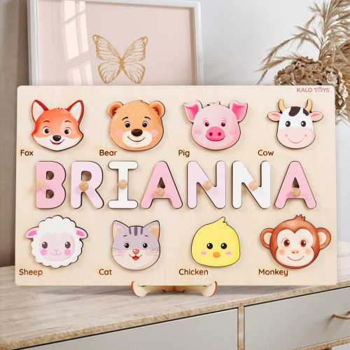 Wooden Busy Board Puzzle, Nursery Decor, First Birthday Gift, Personalized Name Puzzle Toy, Baby Girl Gift, Wood Toys for One Year Old NP53