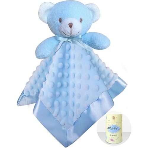 Blue Bear Baby Security Blanket Loveys for Babies Girls, 16" Soft Baby Lovey Blanket, Baby Snuggle Stuffed Animals Blankie, Baby Girls Gifts for Infant and Toddler