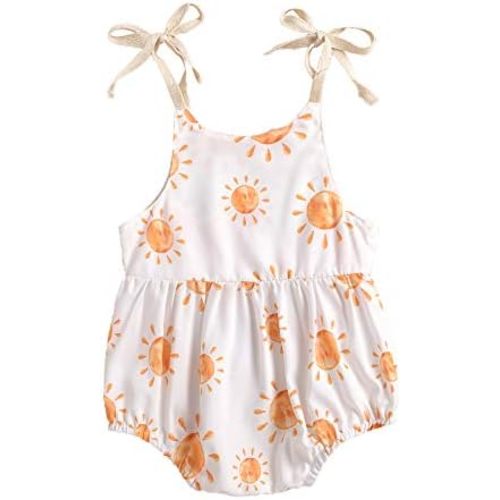 FYBITBO Summer Newborn Baby Clothes For Girls Cute Strap Romper Halter Jumpsuit Bodysuit Sleeveless Outfits Infant Clothing