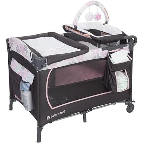 Baby Trend Lil Snooze™ Deluxe Nursery Center® Playard, Floral Rain