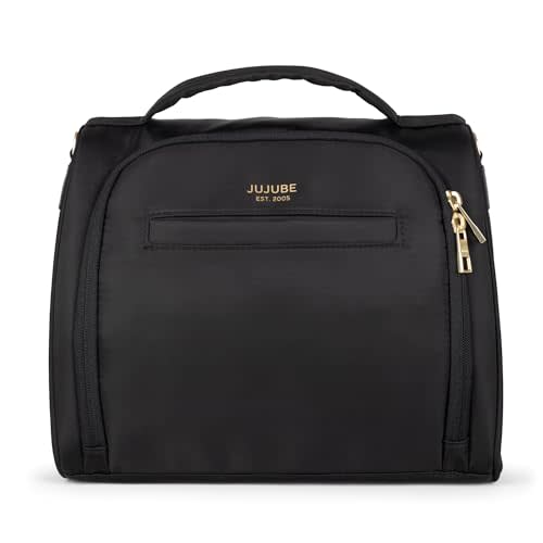 JuJuBe New Insulated Bottle Bag, Breastmilk Storage Bag for Baby Bottles, Travel Insulated Waterproof Lunch Bag or Cooler Bag for Nursing, Milk, Food, Baby Formula, Snacks, Black, Mothers Day Gift