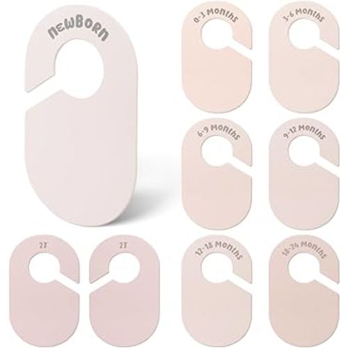 Baby Closet Dividers, Double Sided Nursery Clothes Size Separators for Newborn to 2T, Round, Pink, 8 Pcs