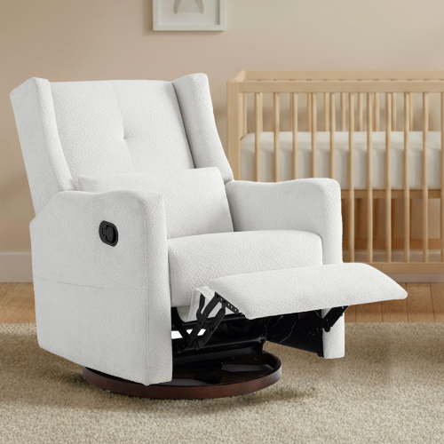 Spruce & Spring Manual Swivel Glider Recliner with Storage Pocket, Ivory